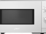 white microwave oven with electronic controls on a white background