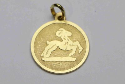 une photo d'un pendentif en or sur lequel figure un cheval