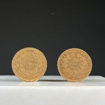 Ensemble de 2 pièces de 20 francs or Napoléon III (1859) - Photo 1