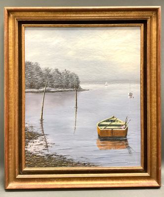 GERAER (XXe), L'Hiver sur l'Aven, Huile sur toile signée en …