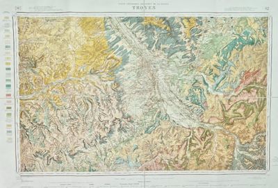 une vieille carte représentant une vaste étendue de terre sur laquelle figure un oiseau