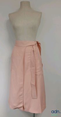SANDRO - Jupe midi rose poudré en viscose et lin - Taille 1 …