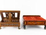 two pieces of furniture that are sitting side by side on a white surface