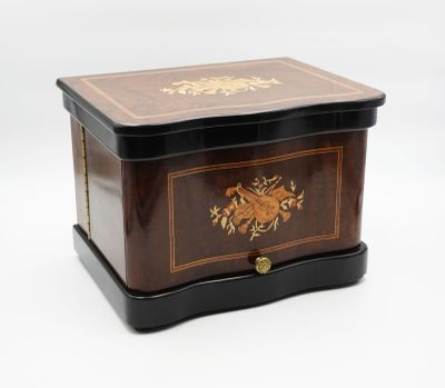 an image of a wooden box with a floral design on it