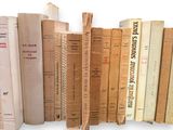 a lot of books that are lined up on a shelf