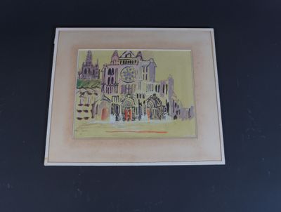 a picture of a picture of a building on the wall