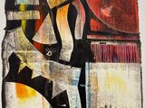 peinture abstraite représentant une femme avec une guitare et un homme avec une guitare