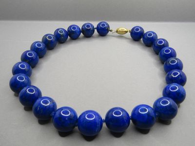Collier Vintage En Perles De Lapis-lazuli - Occasion, Pierre Bleue, Corail, Fabrication Française