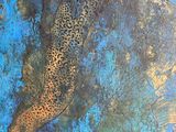 an image of a painting of a fish on a blue background