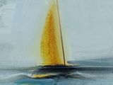 une peinture représentant un voilier naviguant sur l'eau