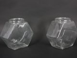 pair of clear glass hexagonal salt and pepper shakers