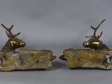 pair of antique brass deer bookends