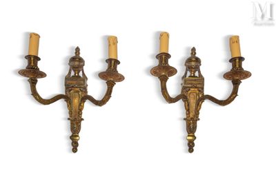 pair of antique brass wall sconces with candle holders