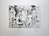 an image of a drawing of a group of people in a room