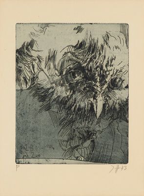 an image of a black and white drawing of a man with a dog