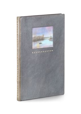 an image of a book with a picture of a river in the background