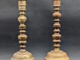 paire de chandeliers anciens en laiton