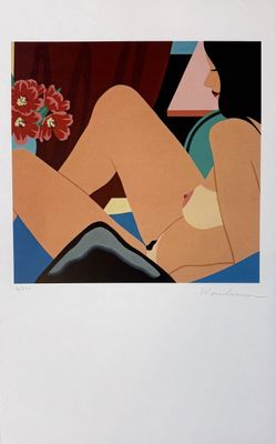 an image of a painting of a woman with flowers in her lap
