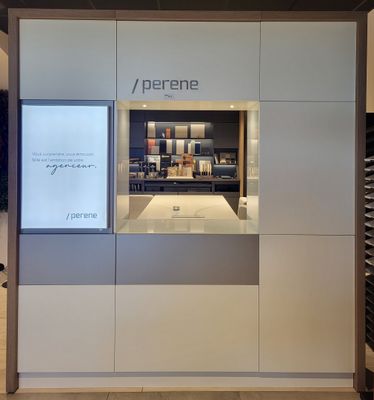 Grand buffet percé et double face en bois stratifié finition…