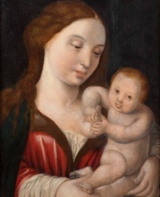 an image of a painting of a woman holding a baby