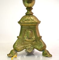 Ancien pique-cierge tripode en bronze à fut cannelé et à l'e… (photo 2)