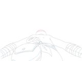 a drawing of a person laying on the ground with a hat on
