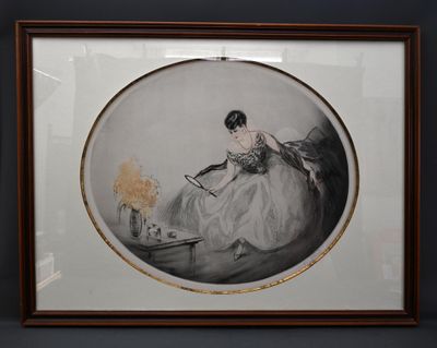 tableau représentant une femme en robe blanche en train de lire un livre