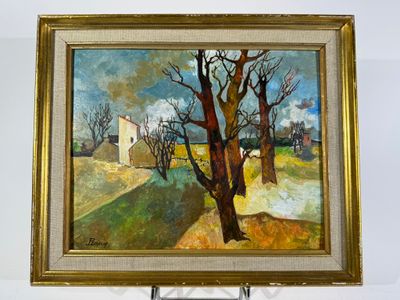 Michel PREAUX (XXème) Paysage de campagne