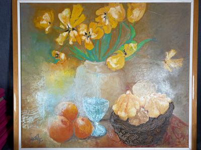 Jacques Fiat (1931 - 2017), "Nature morte aux fruits", huile…