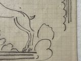 a drawing of a deer on a piece of paper