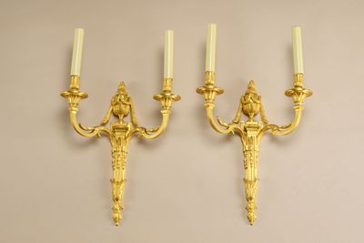 pair of antique wall sconces in the form of angels