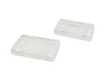 une paire de porte-savons en plastique transparent sur fond blanc
