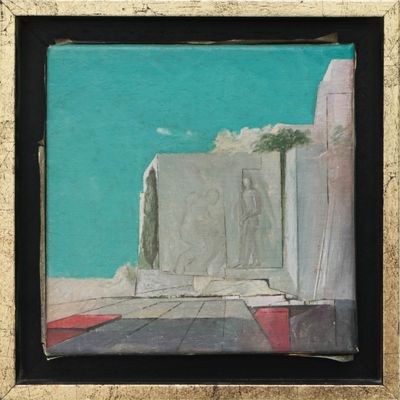 an image of a painting of a man standing in front of a wall
