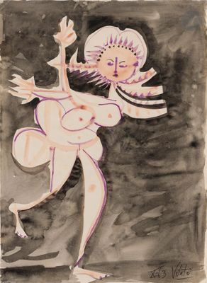 an image of a drawing of a nude woman in a hat