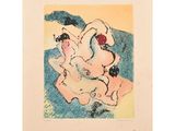 une image représentant un tableau où figurent une femme et un chien