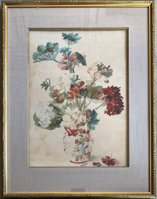 a picture of a painting of flowers in a vase