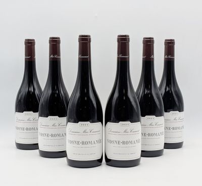 six bottles of wine are lined up in a row on a white surface