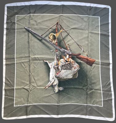 banda with a picture of a man on a boat with a gun and a dog