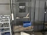 une image représentant une grande cage métallique avec une horloge en arrière-plan