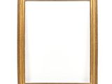 a gold frame on a white wall with a white background