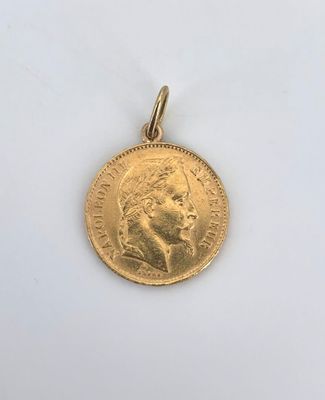Pendentif en or jaune 750 °/°°° (18K) orné d'une pièce de 20… - Photo 1