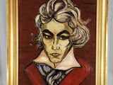 tableau représentant le portrait d'un homme vêtu d'un manteau rouge