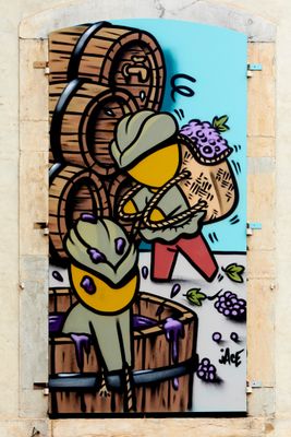 a picture of a painting on the side of a building
