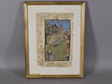 framed picture of a painting of a man and a woman in a landscape