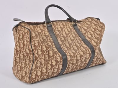 michael korsch monogram print duffel bag with leather handles