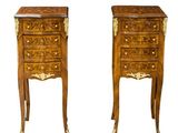 paire de tables de chevet françaises de style Louis XV en marqueterie