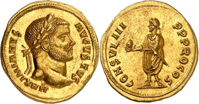 a gold coin with an image of a man on it