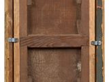 a close up of a wooden box with a label on it
