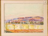 an image of a painting of a landscape with mountains in the background