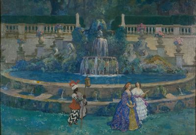 Paul Albert LAURENS (1870-1934) Fête costumée dans un parc